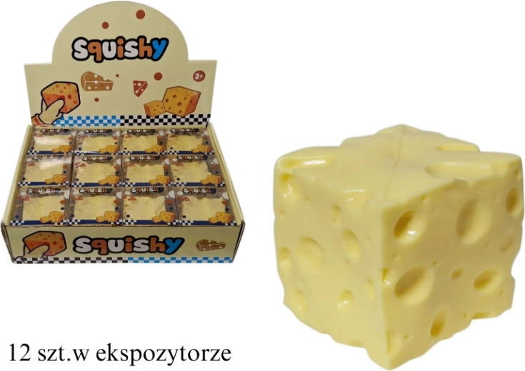 Jucărie antistres squishy în formă de brânză, cu umplutură de vaselină
