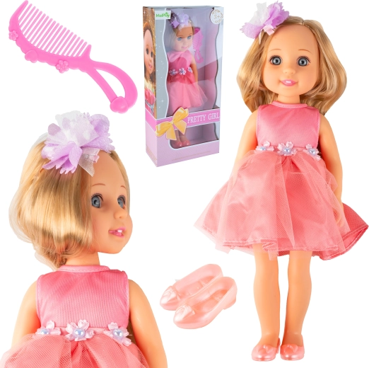Păpușă Pretty Girl în rochie roz 36 cm