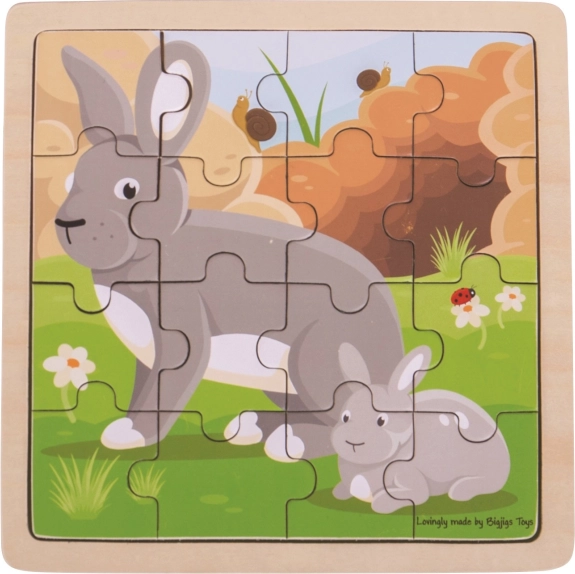 Bigjigs Toys puzzle iepure cu iepuraș