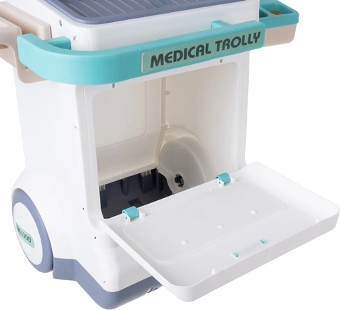 Cărucior mobil pe două niveluri cu spațiu de depozitare