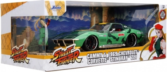 jadA toys street fighter chevrolet corvette 1969 1:24 cu figurină cammy