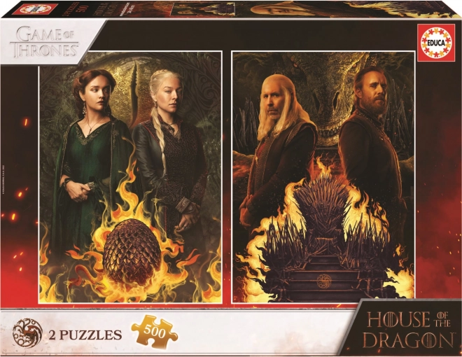 Educa puzzle Casa Dragonului 2×500 piese cu adeziv