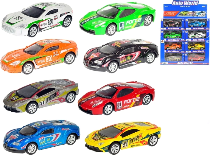 Mașinuță de curse metalică 1:43 cu mecanism pull-back, 10 cm