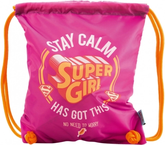 Săculeț sport roz Super Girl cu șnur