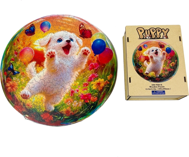 Puzzle din lemn Cățeluș