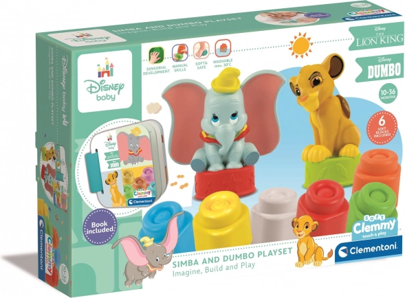 Cărămizi moi Soft Clemmy cu cărticică DISNEY Simba și Dumbo
