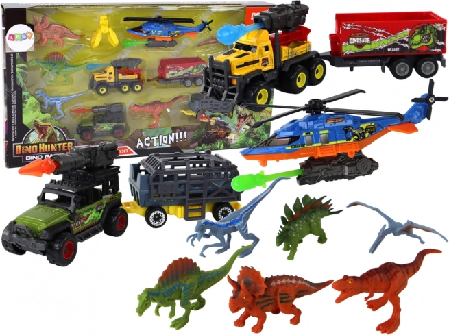 Set vehicule Elicopter Dinozauri 6 bucăți Colorate