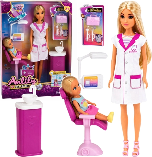 Păpușa Anlily dentistă cu cabinet stomatologic și accesorii 30 cm