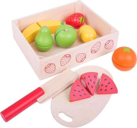 BIGJIGS TOYS fructe din lemn de feliat în cutie