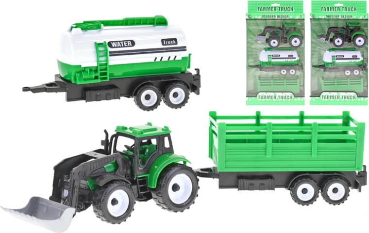 Tractor încărcător cu mecanism de inerție 17 cm + 2 remorci, 3 tipuri