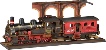 Puzzle 3D din Lemn Vintage Locomotivă cu Aburi