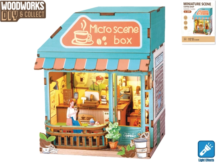 Woodworks kit de construcție din lemn, cafenea cu iluminare