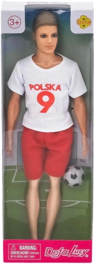 Păpușa Defa Lucy fotbalistă în echipament Polonia cu minge 30 cm - 1 bucată