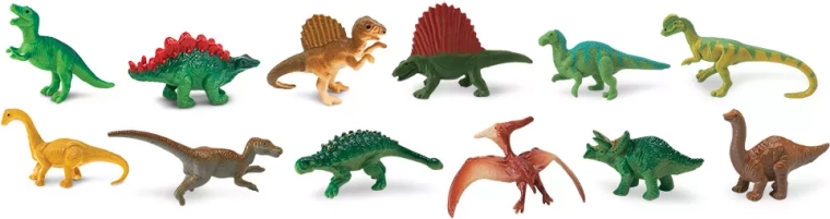 12 mini dinozauri detaliați într-un singur tub