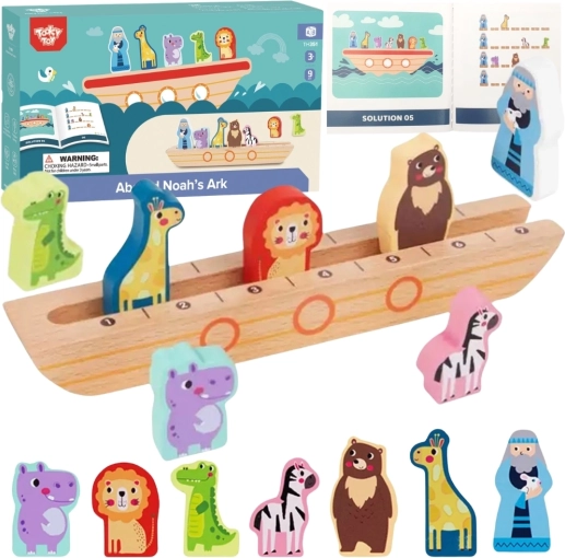 Puzzle din lemn pentru copii Noe și animalele