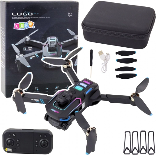 Dron LU60 cu cameră dublă HD și lumini LED negru