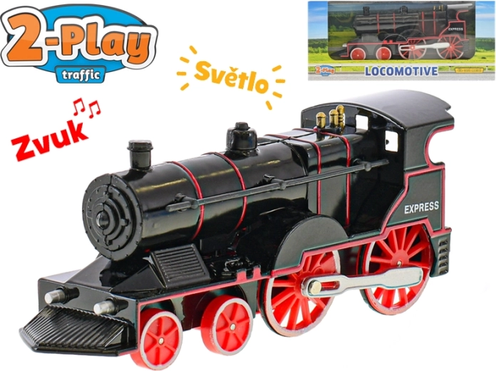 2-Play locomotivă metalică cu lumină și sunet, 14 cm, mecanism de întoarcere