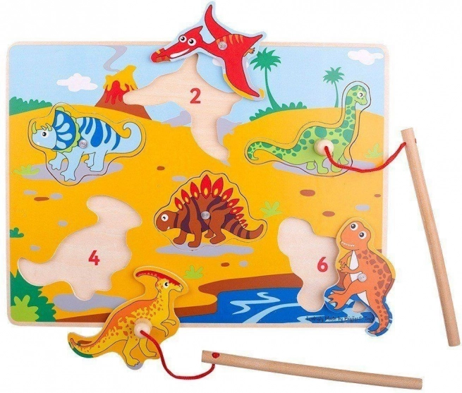 Bigjigs Toys Joc din lemn prinderea dinozaurilor