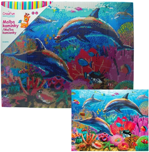 Pictură cu diamante – delfini 40 × 50 cm