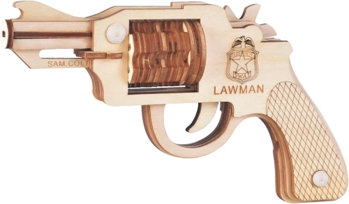 Puzzle 3D din lemn revolver pentru elastice Colt