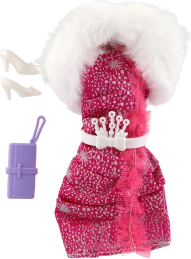 Rochie elegantă cu guler moale din blăniță artificială