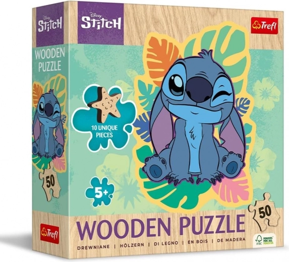 Puzzle de lemn cu 50 de piese Lilo & Stitch