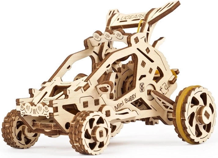 Puzzle mecanic 3D din lemn, mini buggy UGEARS, 80 de piese
