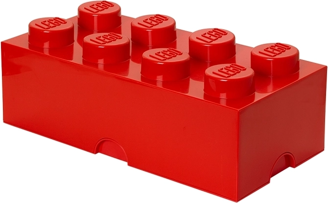 Cutie de depozitare în formă de cub LEGO, 8 studuri, roșie