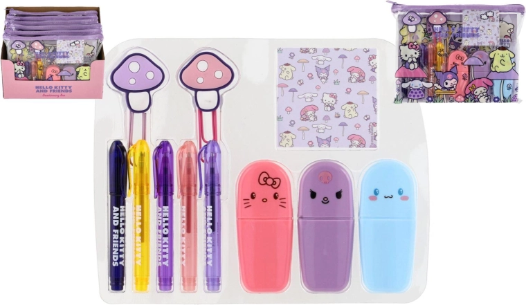 Set școlar mare Hello Kitty și prietenii, cu motiv de ciupercuțe