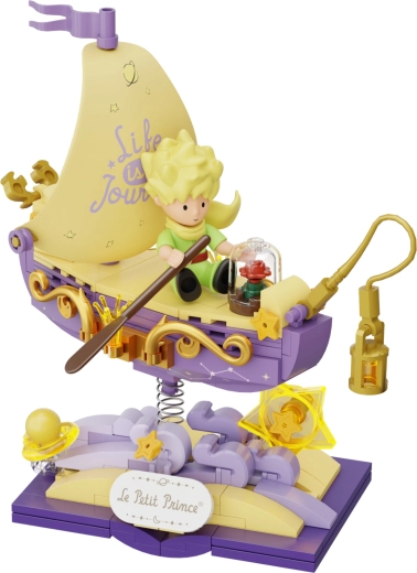 Design poetic cu trandafir, stele și felinar