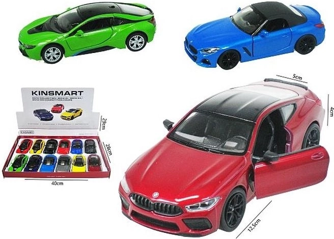 Mini model de mașină BMW cu mecanism cu arc pull-back (1 buc., selecție aleatorie)