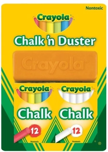 Creta Crayola albă și colorată cu burete de șters
