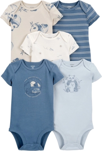 Body Carter’s cu mânecă scurtă Blue Panda/Airplane pentru băieți, set de 5, măr. 56