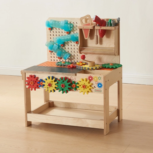 MASTERKIDZ banc de lucru Montessori STEM din lemn cu unelte și accesorii