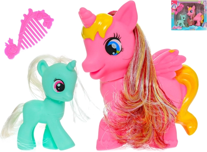 Unicorn cu pui și pieptene – set de jucării pentru copii