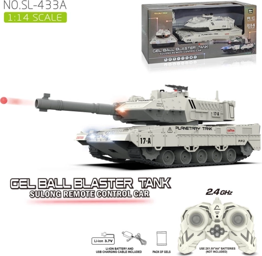 Tanc alb controlat de la distanță, cu tragere cu bile gel