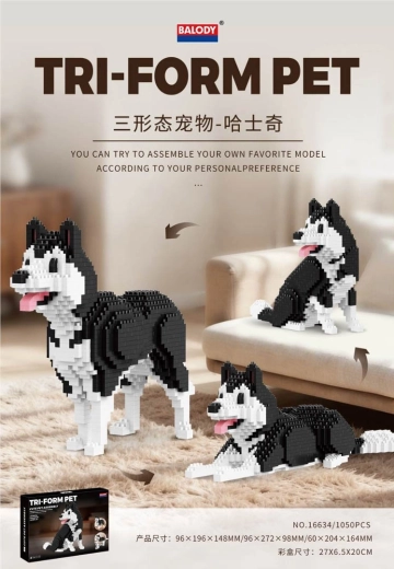 Set de construcție câine husky 3 în 1, 1050 de piese