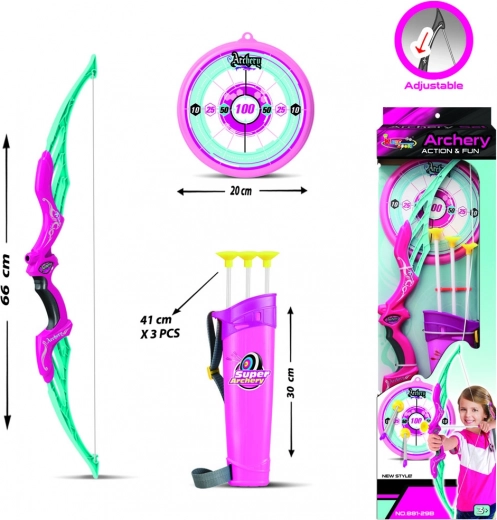 Set de tir cu arcul roz pentru copii cu accesorii