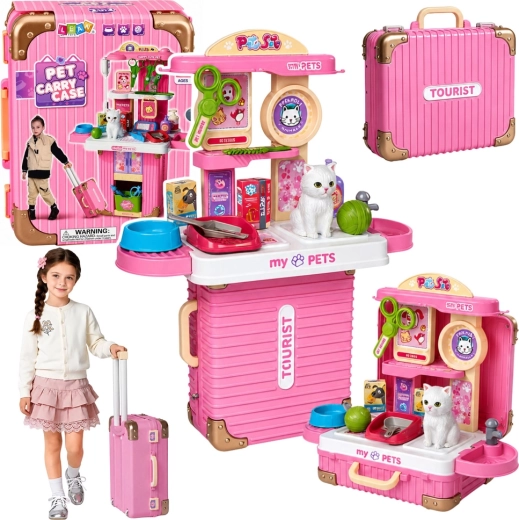 Set de valiză veterinară pentru copii pentru îngrijirea unei pisici cu accesorii - 1 bucată