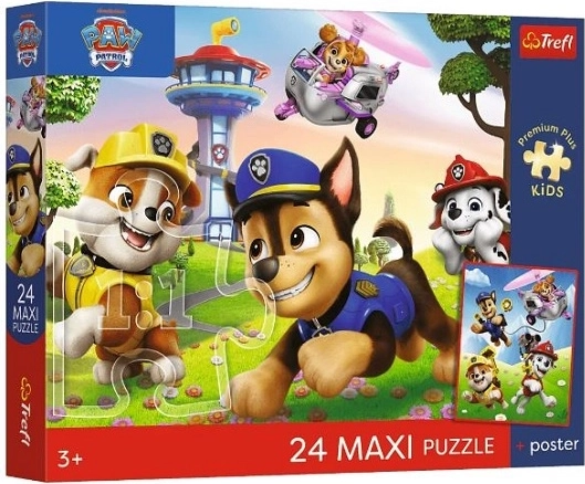 Trefl maxi puzzle 24 de piese Patrula Cățelușilor plimbare veselă + poster