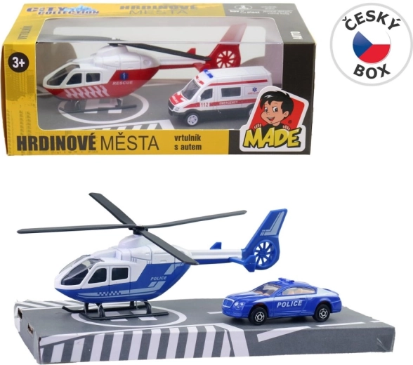 Set de salvare – elicopter și ambulanță din metal