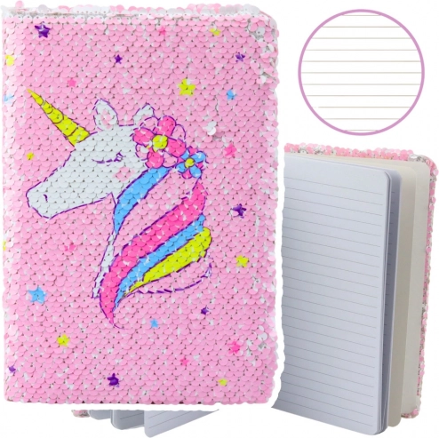 Caiet Unicorn cu Paiete Strălucitoare Reversibile A5, 80 de pagini