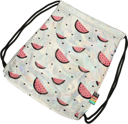 Rucsac tip sac cu efect holografic, cu motiv de pepeni