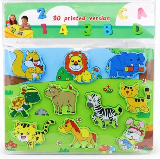 Puzzle din lemn cu animale 30 × 21 cm