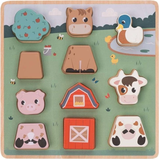 Free2PLAY puzzle din lemn cu inserții Animăluțe la fermă, 11 piese