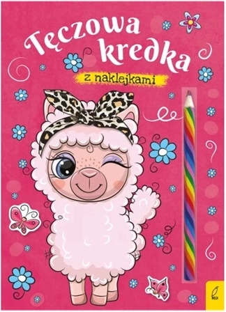 Lamă – carte de colorat cu creion pastel curcubeu și abțibilduri