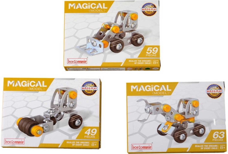 Set de construcție metalic cu șuruburi – vehicul de lucru (49–63 piese) cu unelte - 1 bucată