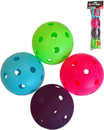 Mingi de floorball Freez certificate IFF, set 4 bucăți – mix de culori