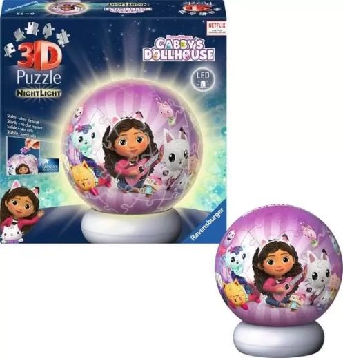 Ravensburger puzzleball 3D luminos Găbi’s Magical House – ediție de noapte (72 piese)