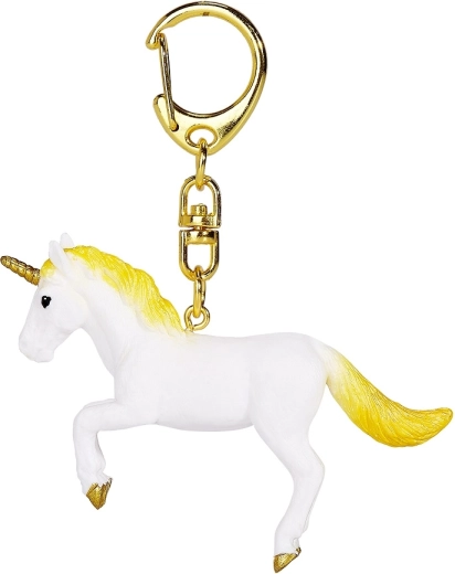 Breloc MOJO unicorn în săritură cu detalii aurii